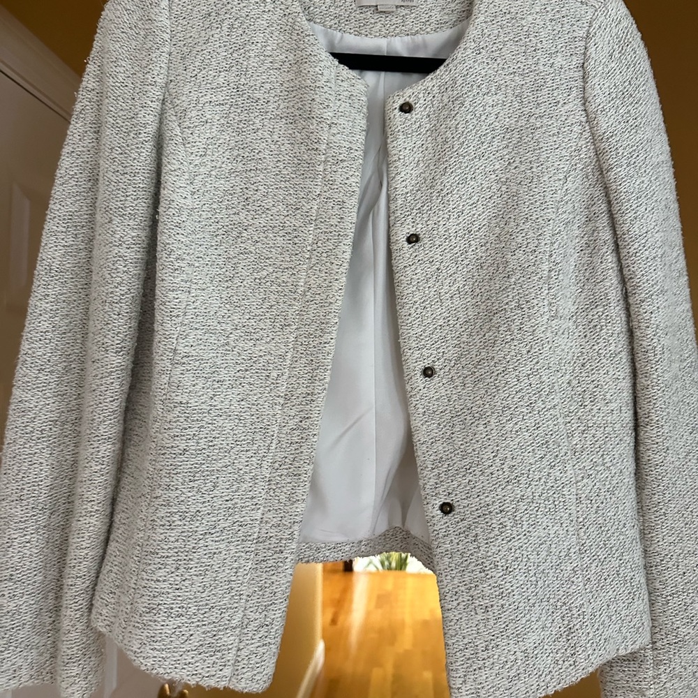 LOFT Women's Cream Textured Blazer